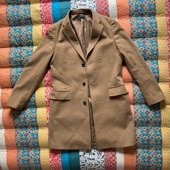 Uniqlo Tan Wool Cashmere Chesterfield Coat, Medium - Picture 1 of 10
